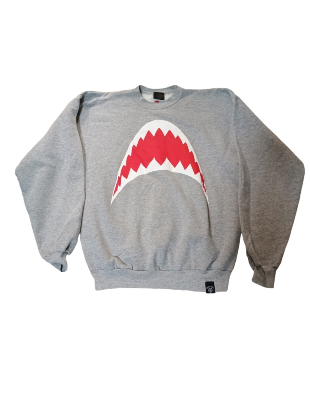 Hanes x Green Hill Shark Bite Graphic Crewneck Sweatshirt Gray Cozy Streetwear